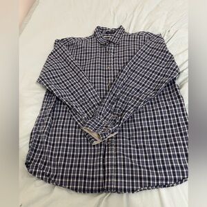 Faded Glory Men's Blue Plaid Flannel Button-Down Shirt   Size L %100 Cotton